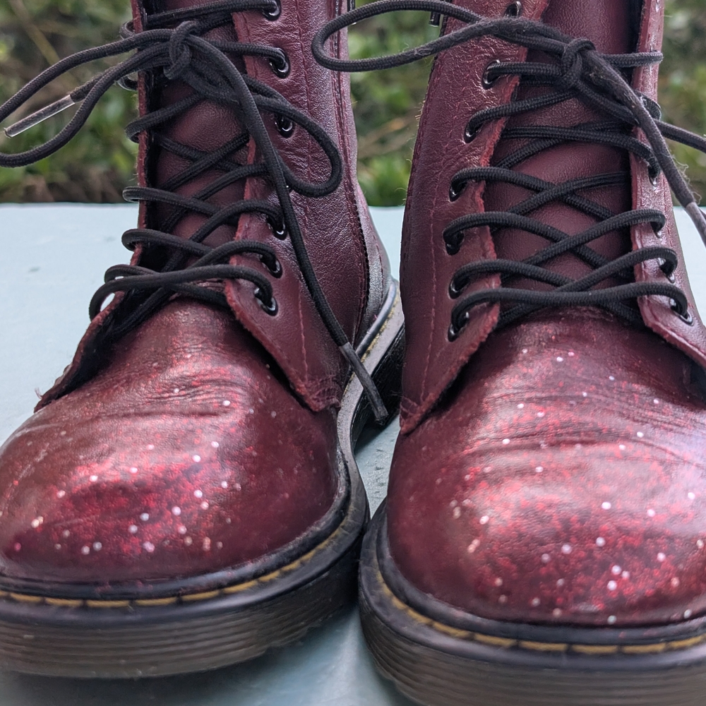 Dr. Martens Kids Boots in Sparkly Burgundy